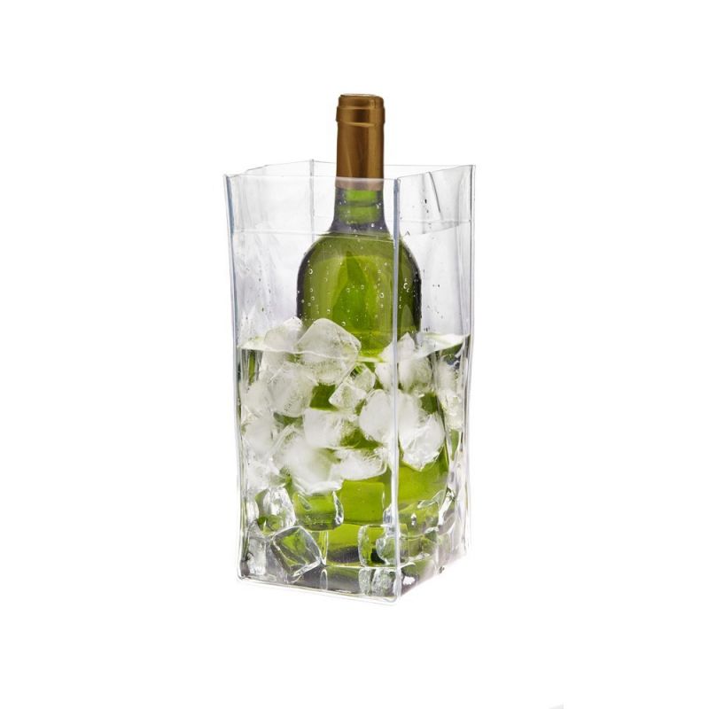 Sacchetto di Ghiaccio Trasparente PVC Champagne Vino Ice Bag Pouch Cooler Bag con Manico per Champagne e Vino Mactio 2 Pacchi refrigeratore Vino 