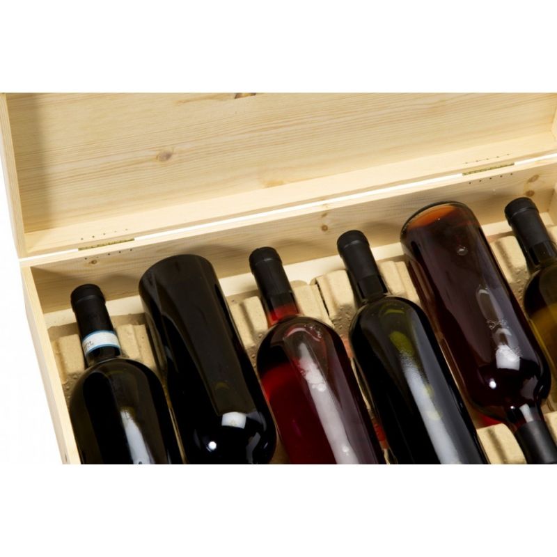 Cassetta in legno per vino 6 bottiglie stese
